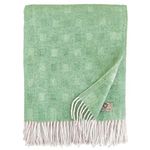 Linen & Cotton Luxury Soft Checked Throw/Blanket Emma - 100% Fine Merino Wool, Apple Green/White (140 x 200cm) Knee/Warm Plaid for Sofa Bed Couch Settee Armchair Bedspread Single Double Lambswool