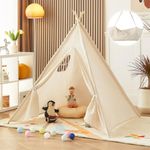 PATPAT Foldable Tent House For Kids,Kids Tent House For Girls With Storage Bag,Portable Teepee Tent House For Boys,Play House For Kids Ideal Gifts,Doll House For Girls Tent House Camping Tents,White