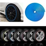 OnWheel Car Universal Alloy Wheel Hub Rim Ring Tyre Guard Edge Protector Beading Sticker Decorative Strip in Blue Color