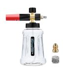 Foam Cannon Compatible with 1/4 Quick Release Pressure Washer, 1L Adjustable Snow Foam Lance Soap Dispenser with New Generation Adjustable Spray Nozzle (Black & Red)