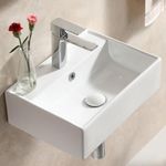 Ceramic Washbasin, Countertop Washbasin, Square, Small Washbasin, Guest Toilet, Hanging Washbasin, Bathroom, White, Mini Washbasin, 45 x 31 x 13 cm