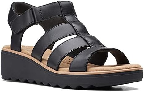 Clarks Femme Jillian Quartz Sandale cale, Cuir Noir, 39 EU