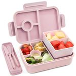 Bugucat Bento Lunch Box 1300ML,Kids Lunch Box Bento Boxes with 4 Compartments Cutlery,Leak-Proof Lunchbox Snack Boxes for Kids Adult,Kids Lunch Box with Compartments for School Kindergarten Office