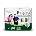 Respect Premium Incontinence Pants for Women and Men, Overnight Comfort with max Absorbency, Leakage Protection, Adult Nappies, Odor Control, Medium,10 Count