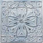 TD10 Faux Tin Ceiling Tile in Old Black White. Box of 10 2'X2' decorative tiles, covers 40 sq.ft. Easy to install PVC panels. Gorgeous vintage look ceiling, farmhouse decor. Glue up/Drop in