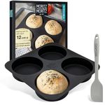 Moritz & Moritz Burger Buns Baking Pan Silicone Round 12cm Ã˜ - for Bread, Burger Buns and XXL Muffins - incl. Spatula and Recipe Booklet