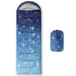 HOSIMA Sleeping Bags for Boys Girls Kids,Starry Sky Printed Lightweight Warm Portable Outdoor Indoor-Waterproof Cold Weather Resistant Sleeping Bag for Camping Hiking(Sky)