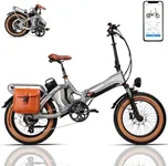 Luckeep Foldable Electric Bike for Adults - 2 Pack Batteries 48V/33A Long Range Electric Ebikes up to 1400W, 100 Mile 28MPH, 20" Folding Commuting E Bike APP Control, Full Suspensions for Men Women