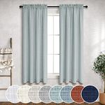 Aqua Curtains 38 Inch Width for Kitchen 2 Panel Rod Pocket Semi Sheer Linen Short Cafe Blue Green Tier Curtains for Basement Laundry Closet Bathroom Small Windows Teal Grey Mint Wide 38 x 45 Length