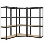 SONGMICS Corner Shelf 4-Tier, Garage Shelving, Heavy Duty Metal Shelving Units, for Garage, Storage Room, Warehouse, Loads 1500 kg, Ink Black and Natural Beige GLR056B03