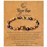 XIANNVXI Cat Lovers Gifts For Women Cat Bracelet Tiger Eye's Bracelet For Women Men Lucky Stretch Bracelets Stone Stretch Natural Crystal Bracelet 8mm Beaded Bracelets Cat Jewelry