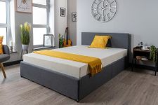 Grey Ottoman Storage Bed (Gas Lift), Sleep Factorys Havana Linen Upholstered Bed Frame - 4ft Small Double (120 x 190 cm)