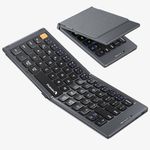 ProtoArc Foldable Compact Keyboard, XK04 Portable Bluetooth Keyboard with PU Leather Cover, Pocket-Sized Wireless Travel Keyboard for iPad iPhone Smartphone Tablet Laptop (Gray)