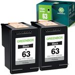 GREENBOX Re-Manufactured 63 Black Ink Cartridge Replacement for HP 63XL 63 XL Used in HP OfficeJet 3830 5255 5258 Envy 4520 4512 4513 4516 DeskJet 1112 1110 3630 3632 3634 2132 Printer (2 Black)