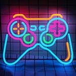 Eufrozy Gamer Neon Signs for Man Cave Wall Decor, Blue Gamepad Controller Shaped Led Neon Sign Game 6 Dimmable Gaming Neon Lights for Teen Boys Gamer Room Decor Kids Gifts Bedroom PlayStation Video