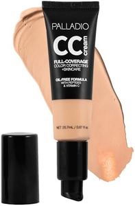 Palladio Full-Coverage Color Correction CC Cream, Oil-Free with Peptides & Vitamin C, Best for Correcting Redness and Uneven Skin Tone, Buildable Foundation Coverage (Light 22N)