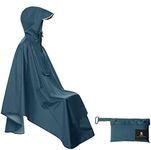 SaphiRose Cycling Rain Poncho Waterproof Rain Coat Hiking Rain Jacket Bike Rain Cape Windbreak for Women Men (Deep Blue)