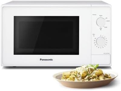 Panasonic NN-E20JWMEPG Four à Micro-Ondes avec Plateau Tournant en Verre, 20L, 800W, Décongélation, 5 Niveaux de Puissance, Minuterie, Blanc