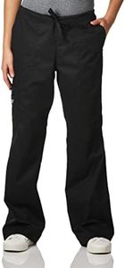 Cherokee Scrubs for Women Workwear Core Stretch Drawstring Cargo Scrub Pants 4044, Black, Large Petite