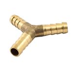 TOP-VIGOR 8mm Brass Barb Splicer Fitting, 3 Ways Y-Shaped Fuel Hose Barbed Connector, Garden Tube Barbed Splitter Fitting for Water Fuel Gas Air Oil