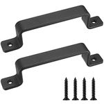 HAOCHEN Vintage Cast Iron Door Handles, Set of 2, Black, Perfect for Outdoor Spaces, Garage, Wardrobe & Indoor Areas