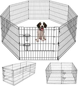 Artmeer Pet Playpen Puppy Playpen Kennels Dog Fence Exercise Pen Gate Fence Foldable Dog Crate 8 Panels 24 Inch Kennels Pen Playpen Options Ideal for Pet Animals Outdoor Indoor(Black 24''x24'')