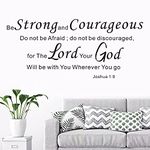 AnFigure Be Strong And Courageous Wall Art, Scripture Wall Decals, Quotes Bedroom Family Bible Verse Faith Prayer Church Biblical Christian Religious Lord Jesus Home Art Decor Vinyl Stickers 23"x10"
