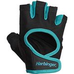 Harbinger Women's Power Workout Weightlifting Gloves with StretchBack Mesh and Leather Palm (1 Pair) Black/Blue Small