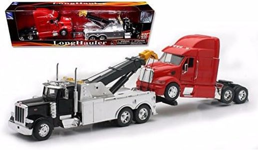 New Ray SS-12053 Toys 1: 32 Scale Peterbilt Tow Truck with Red Peterbilt Cab Semi Truck