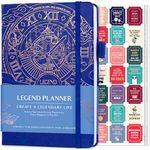 Legend Planner – Deluxe Weekly & Monthly Life Planner to Hit Your Goals & Live Happier. Organizer Notebook & Productivity Journal. A5 Hardcover, Undated – Start Any Time + Stickers – Royal Blue