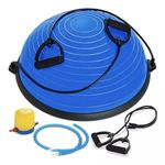 CHOUDHARY Half Balance Ball 48cm Size Balance Board with Resistance Bands Balance Trainer with Pump for Core Ab Training Yoga Home Fitness Stability Workout Strength Exercise Physical Therapy & Gym bosuing Ball