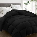 HYLEORY All Season Queen Size Bed Comforter - Cooling Goose Down Alternative Quilted Duvet Insert with Corner Tabs - Winter Warm - Machine Washable - Black