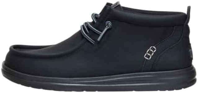 HEYDUDE Men’s Wally Mid GripR Pull On Boot, Black/Black Size 10 | Lightweight Water Repellent Mid Height Boot with Slip Resistant Outsole