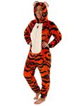 DISNEY Tigger Onesie Winnie The Pooh Adults | Onesies For Women | Fleece Tigger Costume Adult | Sizes Small to XX-Large | Official Winnie The Pooh Merchandise | Large Orange