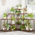 Bamworld Plant Stand Indoor Outdoor Corner Plant Shelf 5-Tier 11 Potted Flower Shelves Wooden Plant Stands Garden Wood Plant Holder Rack for Living Room Corner Lawn Window