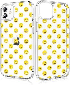 Losvick Case for iPhone 12 Pro/iPhone 12 Smile Emoji Design Transparent Silicone Aesthetic Mobile Phone Case Hard PC + Shockproof TPU for Girls and Women Protective Case, 6.1 Inch