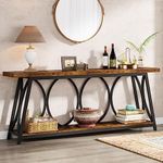 Tribesigns 70.9 inch Extra Long Console Table, Industrial Sofa Table Behind Couch with 2 Tier Storage Shelf, Narrow Entryway Hallway Accent Table for Living Room, Rustic Brown