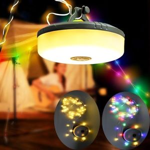 SUBOSI 10M Cadena de Luces para Camping,8 Modos Guirnalda de Luces Camping LED Lámpara de Camping Recargable USB Guirnaldas Luminosas Camping Enrollable Impermeable IP44 para Acampar Patio Tienda