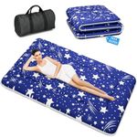 Kiseely Japanese Futon Mattress, Foldable Tatami Mat Portable Dormitory Sleeping Pad With Bag & Strap, Floor Mattress Thicken Sleeping Mattress Roll up Camping Mattress (Shining Blue X1, 150X200cm)