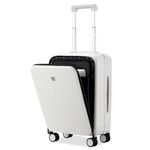 Hanke Upgrade Carry On Luggage Cabin Suitcase, 20'' Suitcase with Front Laptop Pocket, TSA Suitcase Locks Travel Rolling Luggage PC Hardside with Spinner Wheels(Smoke White)