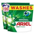 Ariel 4in1 PODS®, Washing Liquid Laundry Detergent Capsules 120 Washes, Original, Stain & Odour Removal in 1 Wash, Great Even in Cold & Short
