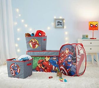 Idea Nuova Marvel The Avengers 4 Piece Storage Solution Set with Pop Up Hamper, Collapsible Storage Trunk and 2 Nestable Storage Bins