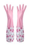 KitchenFest® Reusable Winter/Warm Elbow Length Sleeves Household PVC Gloves Waterproof for Dishwashing Other Household Purpose, Pair of 1 (Large, 1)