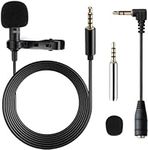 Gyvazla Lavalier Microphone, Professional Grade Omnidirectional Lapel Mic with Easy Clip on System, Perfect for Recording Interview/Video Conference/Podcast/Voice Dictation/Phone