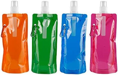 WBCBEC 4 Pieces Collapsible Water Bottle Reusable Drinking Water Bottle with Clip for Biking, Hiking Travel, Outdoor Activities, 4 Colors