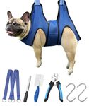 Kkiimatt Dog Grooming Hammock,Pet Grooming Hammock Harness for Medium Dogs, Dog Nail Trimming Hammock with Nail Clippers/File, Dog Grooming Sling with Wide Strap Sewed on Pet Restraint Bag