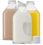 JoyJolt Glass Milk Bottles with Lid