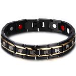 Rockyu Bracelet Magnetic Men's Silver Gold Black Chain Bracelet Women's Germanium Bracelet Stainless Steel Magnetic Therapeutic Bracelet Static Electricity Removal Good for Sleeping