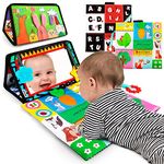 Inbeby Baby Tummy Time Mirror Toys, Baby Toys 0-6 Months, Tummy Time Pillow High Contrast Black and White Newborn Toys, Infant Toys 0 3 6 Months with Play Activity Cinrkle Mat