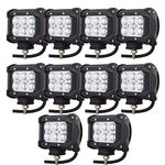 AUXTINGS 10 Piece 4 inch 18W Spot LED Work Light Bar Driving Lamp 12V 24V 1440LM 6000K for Off Road Car Cabin Boat SUV Truck Car ATV Vehicles Marin